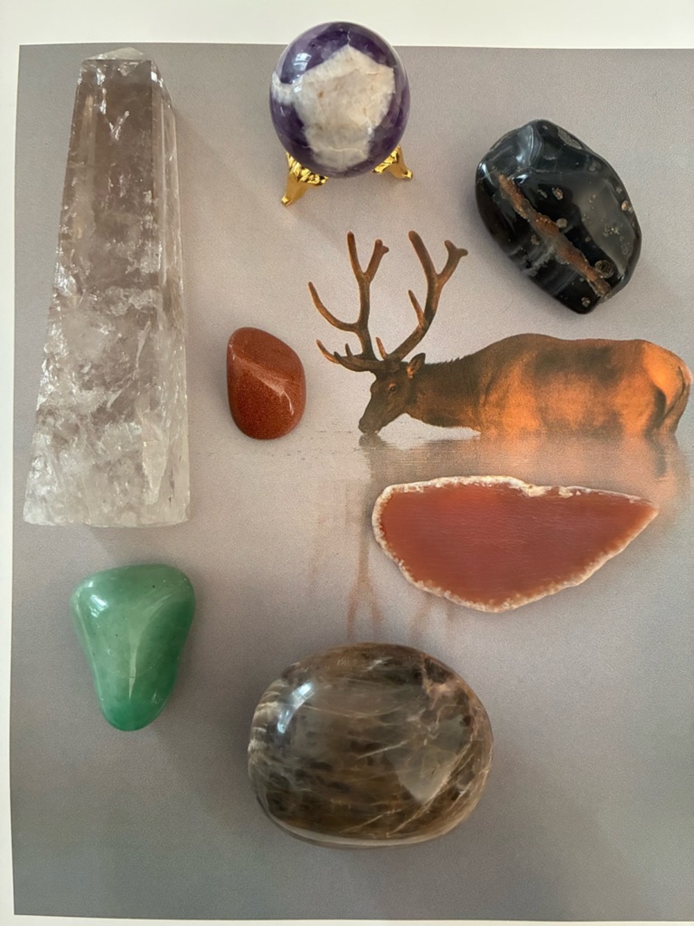 🔮 7 Piece Healing Crystal Gift in Wooden Elephant Box - Smokey Quartz Tower 🎁